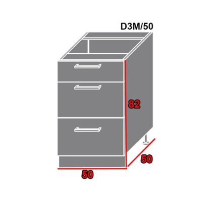 EXT Spodná kuchynská skrinka Tivoli D3M/50 FAREBNÉ PREVEDENIE KORPUSU: Grey, FAREBNÉ PREVEDENIE DVIEROK ICA: ICA 0162