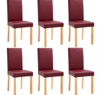 Jedálenská stolička 6 ks umelá koža Dekorhome Červená,Jedálenská stolička 6 ks umelá koža Dekorhome Červená