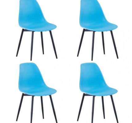Jedálenská stolička 4 ks plast / kov Dekorhome Modrá,Jedálenská stolička 4 ks plast / kov Dekorhome Modrá