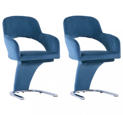 Jedálenská stolička 2 ks zamat / chróm Dekorhome Modrá,Jedálenská stolička 2 ks zamat / chróm Dekorhome Modrá
