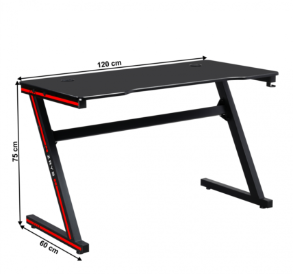 Herný stôl MACKENZIE čierna / červená 120 cm,Herný stôl MACKENZIE čierna / červená 120 cm