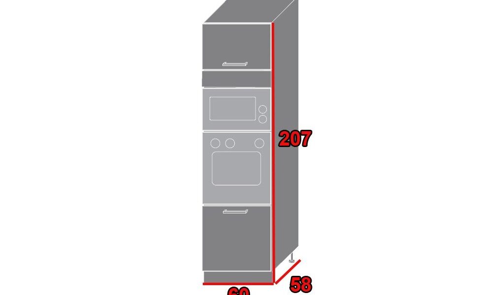 EXT Kuchynská skriňa Pescara D14RU/60/207 FAREBNÉ PREVEDENIE KORPUSU: Grey, FAREBNÉ PREVEDENIE DVIEROK ICA: RAL 9005