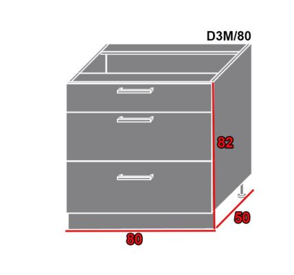 EXT Spodná kuchynská skrinka Pescara D3M/80 FAREBNÉ PREVEDENIE KORPUSU: Grey, FAREBNÉ PREVEDENIE DVIEROK ICA: ICA 0186