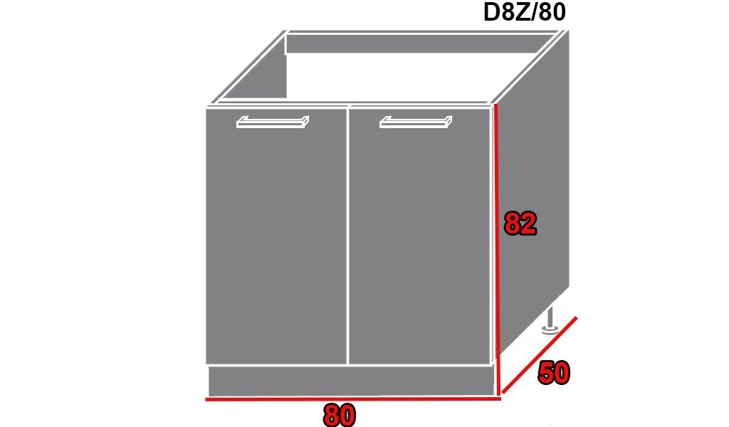 EXT Spodná kuchynská skrinka Pescara D8Z/80 FAREBNÉ PREVEDENIE KORPUSU: Lava, FAREBNÉ PREVEDENIE DVIEROK ICA: LP 151P