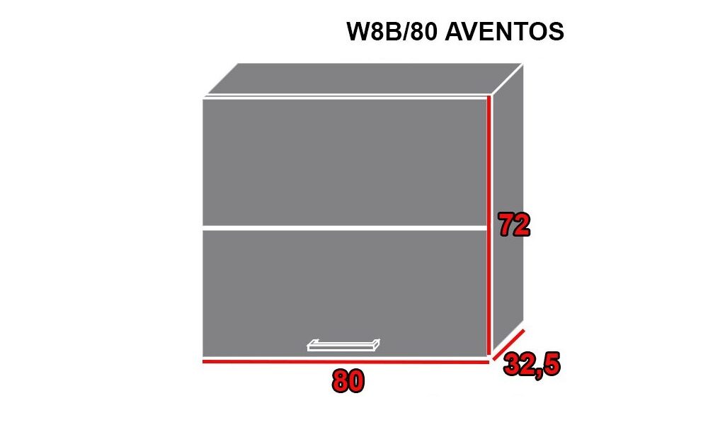 EXT Vrchná kuchynská skrinka Emporium W8B/80 AVENTOS FAREBNÉ PREVEDENIE KORPUSU: Grey, FAREBNÉ PREVEDENIE DVIEROK EMPORIUM: White