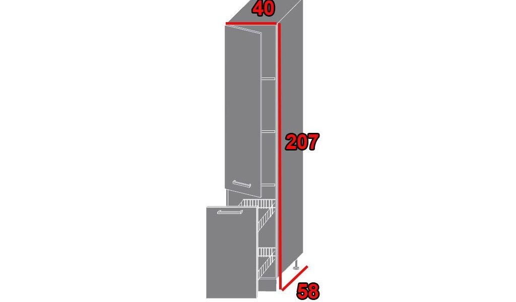 EXT Kuchynská skriňa Pescara 2D14K/40 kargo FAREBNÉ PREVEDENIE KORPUSU: Grey, FAREBNÉ PREVEDENIE DVIEROK ICA: RAL 9005