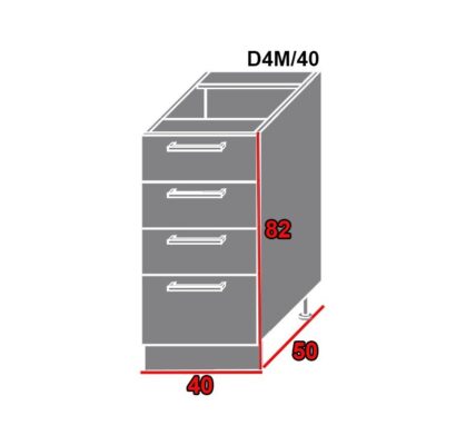 EXT Spodná kuchynská skrinka Tivoli D4M/40 FAREBNÉ PREVEDENIE KORPUSU: Grey, FAREBNÉ PREVEDENIE DVIEROK ICA: ICA 0213