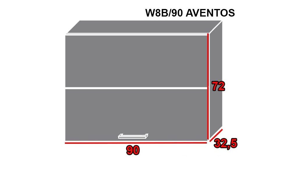 EXT Vrchná kuchynská skrinka Platinum W8B/90 AVENTOS FAREBNÉ PREVEDENIE DVIEROK PLATINUM: Vanilla, FAREBNÉ PREVEDENIE KORPUSU: Grey