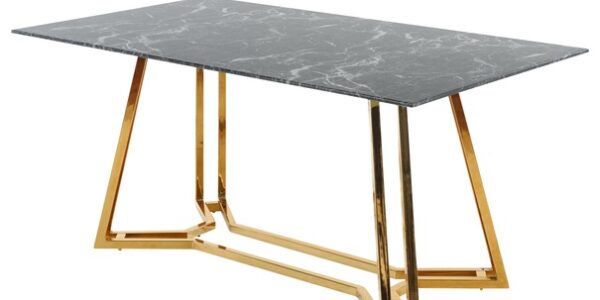 Sconto Jedálenský stôl KONAMI čierny mramor/zlatá
