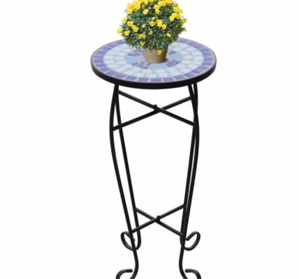 Mozaikový stolík na kvety keramika Dekorhome Modrá,Mozaikový stolík na kvety keramika Dekorhome Modrá