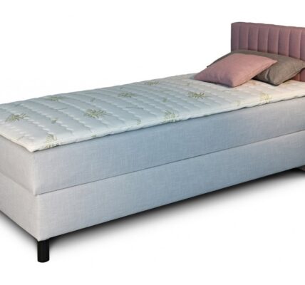 New design Čalúnená posteľ NOVO s krátkym čelom, Pravá varianta + topper ROZMER: 90 x 200 cm