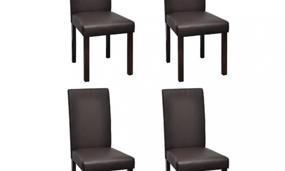 Jedálenská stolička 4 ks umelá koža / drevo Dekorhome Hnedá,Jedálenská stolička 4 ks umelá koža / drevo Dekorhome Hnedá