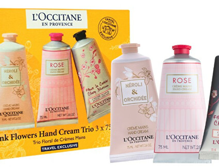 LOccitane En Provence Darčeková sada krémov na ruky Pink Flowers Hand Cream Trio 3 x 75 ml