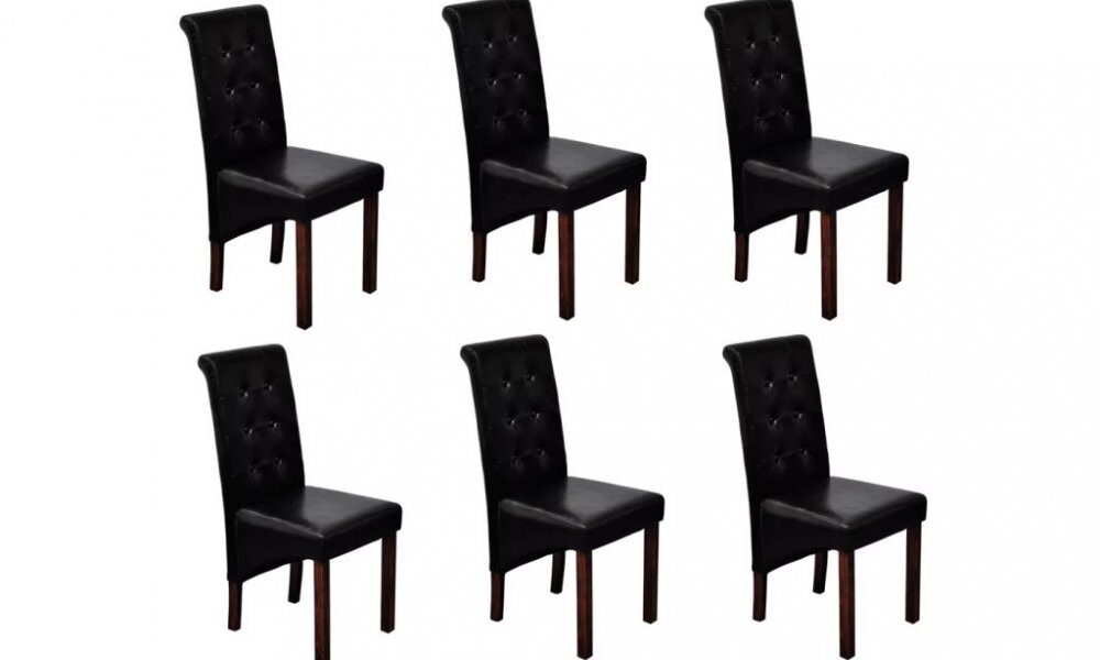 Jedálenská stolička 6 ks umelá koža / drevo Dekorhome Čierna,Jedálenská stolička 6 ks umelá koža / drevo Dekorhome Čierna