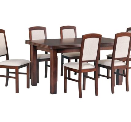 Drewmix Jedálenský set – stôl WENUS V / stoličky NILO IV (1+6) Drevo: Orech