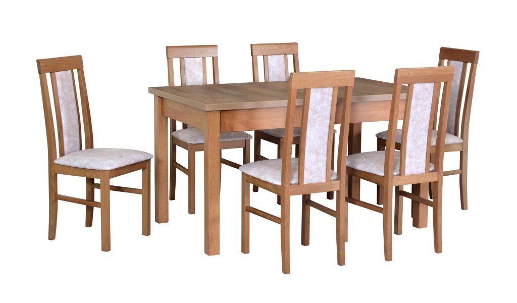 Drewmix Jedálenský set – stôl MODENA I / stoličky NILO II (1+6) Drevo: Dub grandson