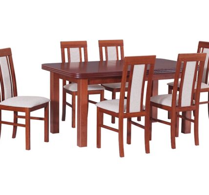 Drewmix Jedálenský set – stôl WENUS V / stoličky NILO II (1+6) Drevo: Wenge