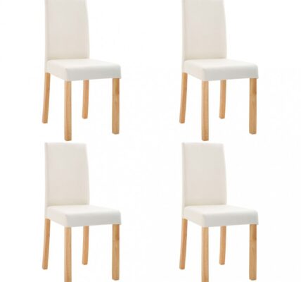 Jedálenská stolička 4 ks umelá koža / drevo Dekorhome Krémová,Jedálenská stolička 4 ks umelá koža / drevo Dekorhome Krémová