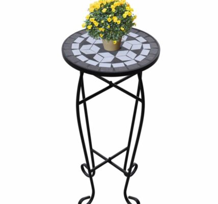 Mozaikový stolík na kvety keramika Dekorhome Čierna,Mozaikový stolík na kvety keramika Dekorhome Čierna