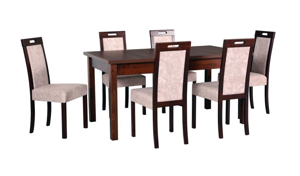 Drewmix Jedálenský set – stôl MODENA II / stoličky ROMA V (1+6) Drevo: Dub sonoma