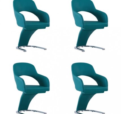 Jedálenská stolička 4 ks umelá koža / chróm Dekorhome Modrá,Jedálenská stolička 4 ks umelá koža / chróm Dekorhome Modrá