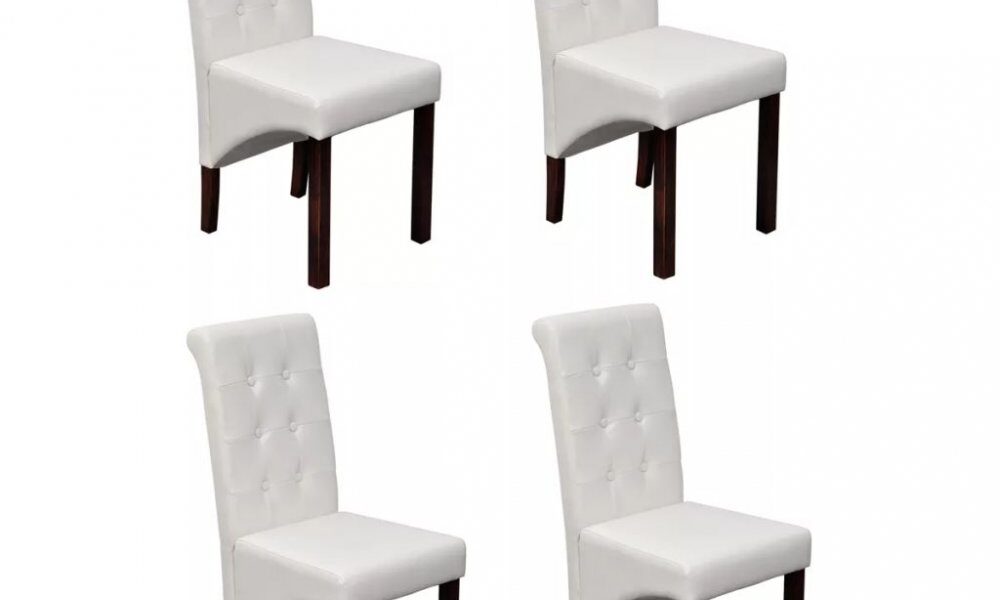 Jedálenská stolička 4 ks umelá koža / drevo Dekorhome Biela,Jedálenská stolička 4 ks umelá koža / drevo Dekorhome Biela