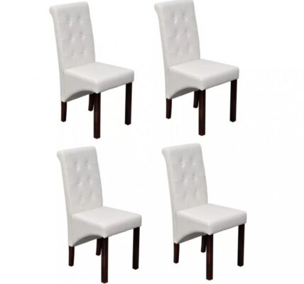 Jedálenská stolička 4 ks umelá koža / drevo Dekorhome Biela,Jedálenská stolička 4 ks umelá koža / drevo Dekorhome Biela