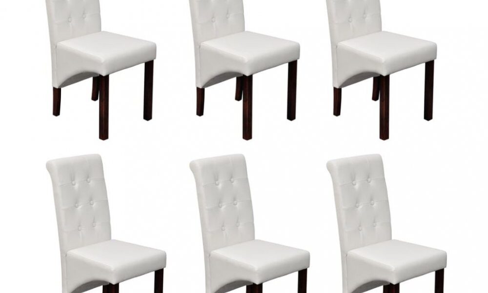 Jedálenská stolička 6 ks umelá koža / drevo Dekorhome Biela,Jedálenská stolička 6 ks umelá koža / drevo Dekorhome Biela