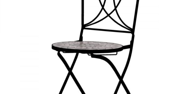 Záhradná stolička skladacia JF2234 čierna / mozaika,Záhradná stolička skladacia JF2234 čierna / mozaika