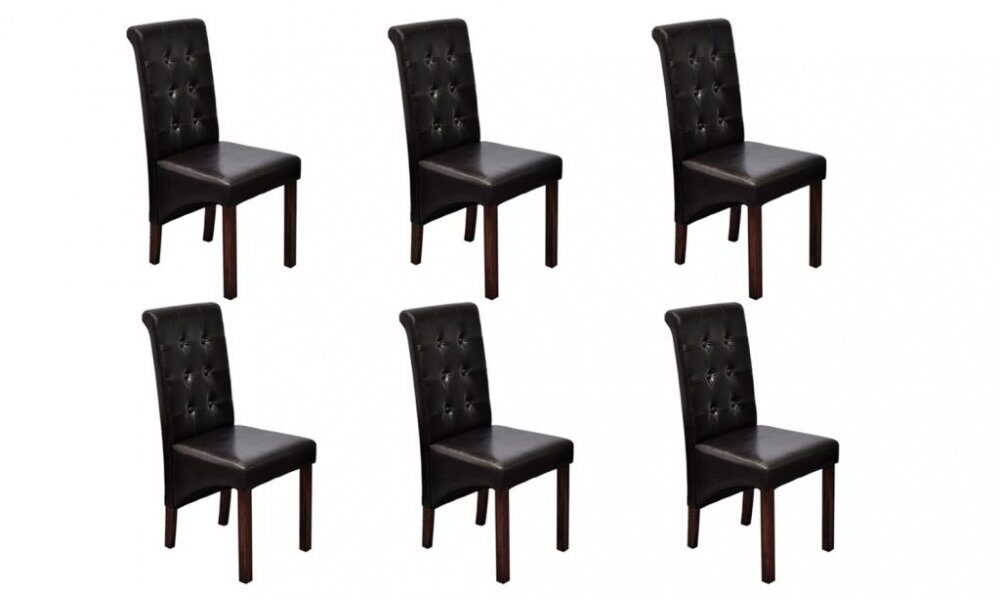 Jedálenská stolička 6 ks umelá koža / drevo Dekorhome Hnedá,Jedálenská stolička 6 ks umelá koža / drevo Dekorhome Hnedá