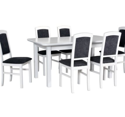 Drewmix Jedálenský set – stôl WENUS V S / stoličky NILO IV (1+6) Drevo: Biela