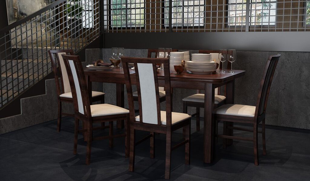 Drewmix Jedálenský set – stôl WENUS V S / stoličky MILANO VII (1+6) Drevo: Biela