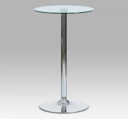 Barový stôl AUB-6070 CLR sklo / chróm – POSLEDNÝ KUS,Barový stôl AUB-6070 CLR sklo / chróm – POSLEDNÝ KUS