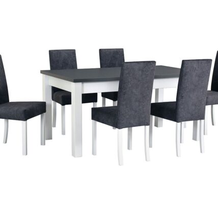 Drewmix Jedálenský set – stôl MODENA I / stoličky ROMA II (1+6) Drevo: Biela