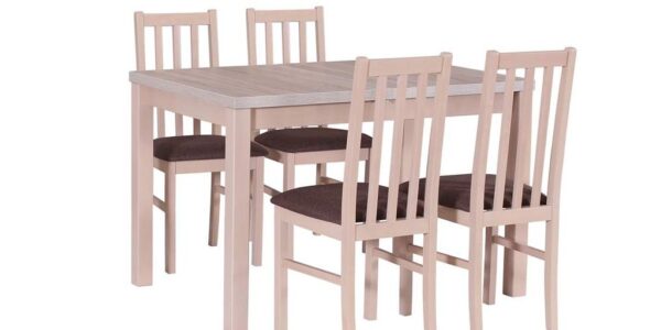 Drewmix Jedálenský set – stôl MAX V / stoličky BOSS X (1+4) Drevo: Biela
