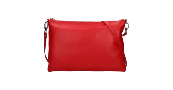 Trendy dámska kožená crossbody kabelka Facebag Elesna – červená