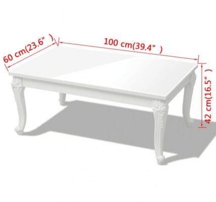 Konferenčný stolík biela vysoký lesk Dekorhome 100x60x42 cm,Konferenčný stolík biela vysoký lesk Dekorhome 100x60x42 cm