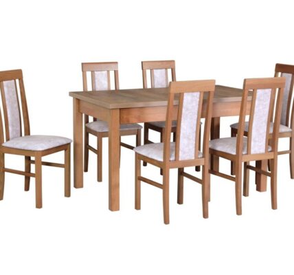 Drewmix Jedálenský set – stôl MODENA I / stoličky NILO II (1+6) Drevo: Dub sonoma