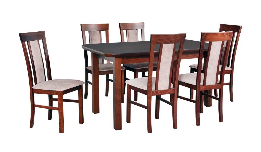 Drewmix Jedálenský set – stôl WENUS V S / stoličky MILANO VIII (1+6) Drevo: Biela