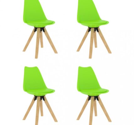 Jedálenská stolička 4 ks plast / umelá koža / buk Dekorhome Zelená,Jedálenská stolička 4 ks plast / umelá koža / buk Dekorhome Zelená