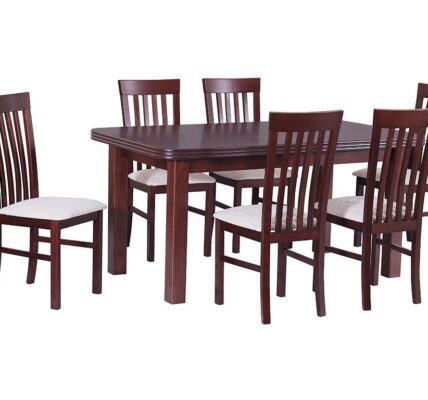 Drewmix Jedálenský set – stôl WENUS V / stoličky MILANO II (1+6) Drevo: Orech