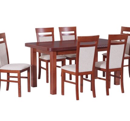 Drewmix Jedálenský set – stôl WENUS V / stoličky MILANO VI (1+6) Drevo: Gaštan
