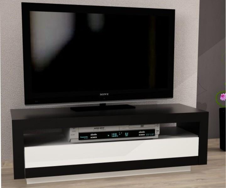 TV stolík s vyklápacou zásuvkou AGNES Čierna / biela,TV stolík s vyklápacou zásuvkou AGNES Čierna / biela