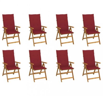 Skladacia záhradná stolička s poduškami 8 ks akácie / látka Dekorhome Vínová,Skladacia záhradná stolička s poduškami 8 ks akácie / látka Dekorhome Vín