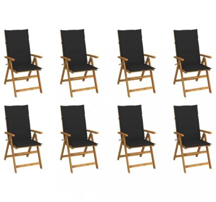 Skladacia záhradná stolička s poduškami 8 ks akácie / látka Dekorhome Čierna,Skladacia záhradná stolička s poduškami 8 ks akácie / látka Dekorhome Čie