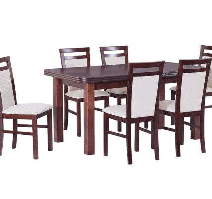 Drewmix Jedálenský set – stôl WENUS V / stoličky MILANO V (1+6) Drevo: Gaštan