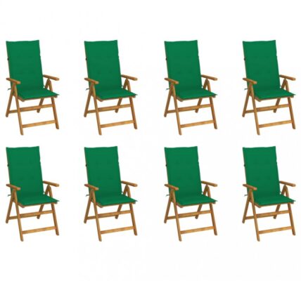 Skladacia záhradná stolička s poduškami 8 ks akácie / látka Dekorhome Tmavo zelená,Skladacia záhradná stolička s poduškami 8 ks akácie / látka Dekorho