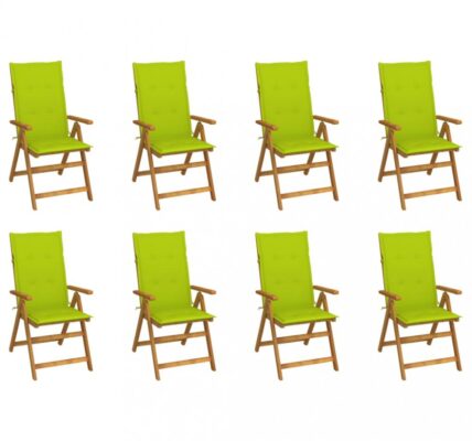 Skladacia záhradná stolička s poduškami 8 ks akácie / látka Dekorhome Svetlozelená,Skladacia záhradná stolička s poduškami 8 ks akácie / látka Dekorho