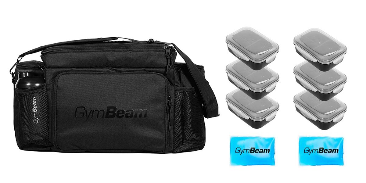 Gymbeam taška na jedlo fit prep black+6 krabicek