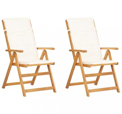 Záhradné polohovacie stoličky 2 ks akáciové drevo Dekorhome Krémová,Záhradné polohovacie stoličky 2 ks akáciové drevo Dekorhome Krémová